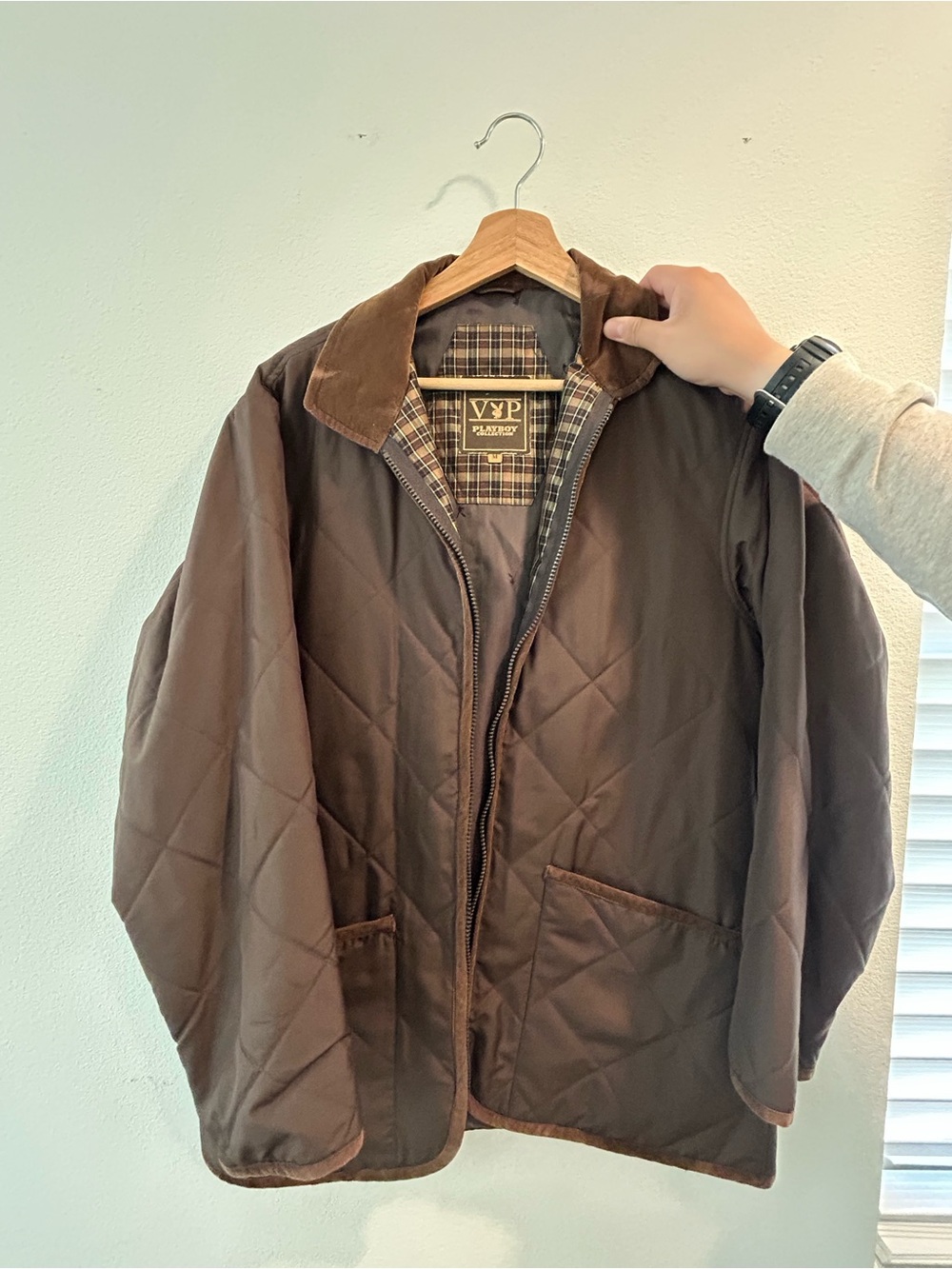 PLAYBOY Brown Quilted Men's Windbreaker Jacket